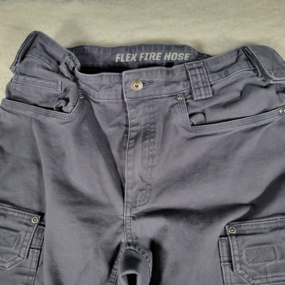 Duluth Trading Co Flex Fire Hose Cargo Pants Mens 32x30 Gray Workwear Utility - Picture 3 of 14